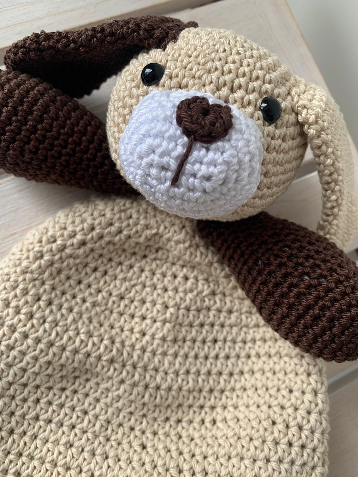 Crochet Security Blanket Puppy / Animal Lovey / Comforter for Etsy