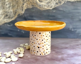 Handmade Cake Stand , Handmade Ceramic Serving Plate , Unique Housewarming Gift , Home Decor , Handpainted Ceramics , Gift