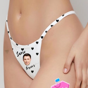 Photo  Custom Personalized Thong Panties   With Your Words Custom Printed Sexy Fun Funny Customized Panty Thong Lingerie