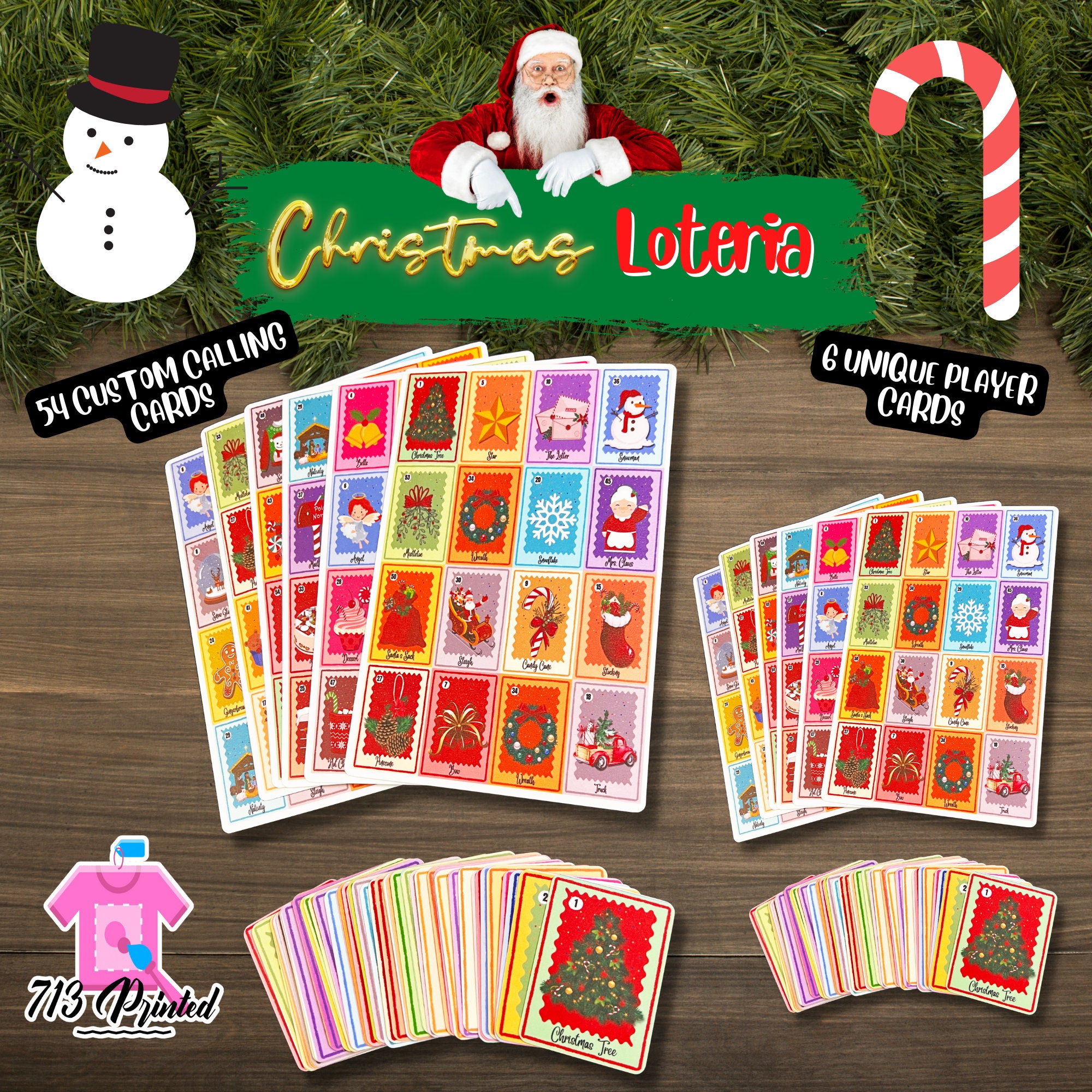 Christmas Games Loteria 54 Board Games Christmas Games Etsy