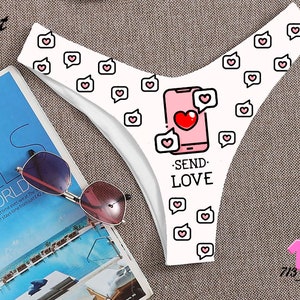Funny  Custom Personalized Thong Panties Reversible  With Your Words Custom Printed Sexy Fun Funny Customized Panty Thong Lingerie