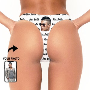 Photo  Custom Personalized Thong Panties   With Your Words Custom Printed Sexy Fun Funny Customized Panties  Lingerie