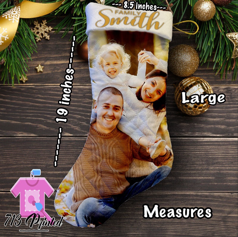 Personalized Photo Name Christmas Stockings Custom Stockings Family Stockings  Stockings Christmas Stockings  Stocking