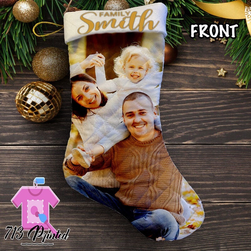 Personalized Photo Name Christmas Stockings Custom Stockings Family Stockings  Stockings Christmas Stockings  Stocking