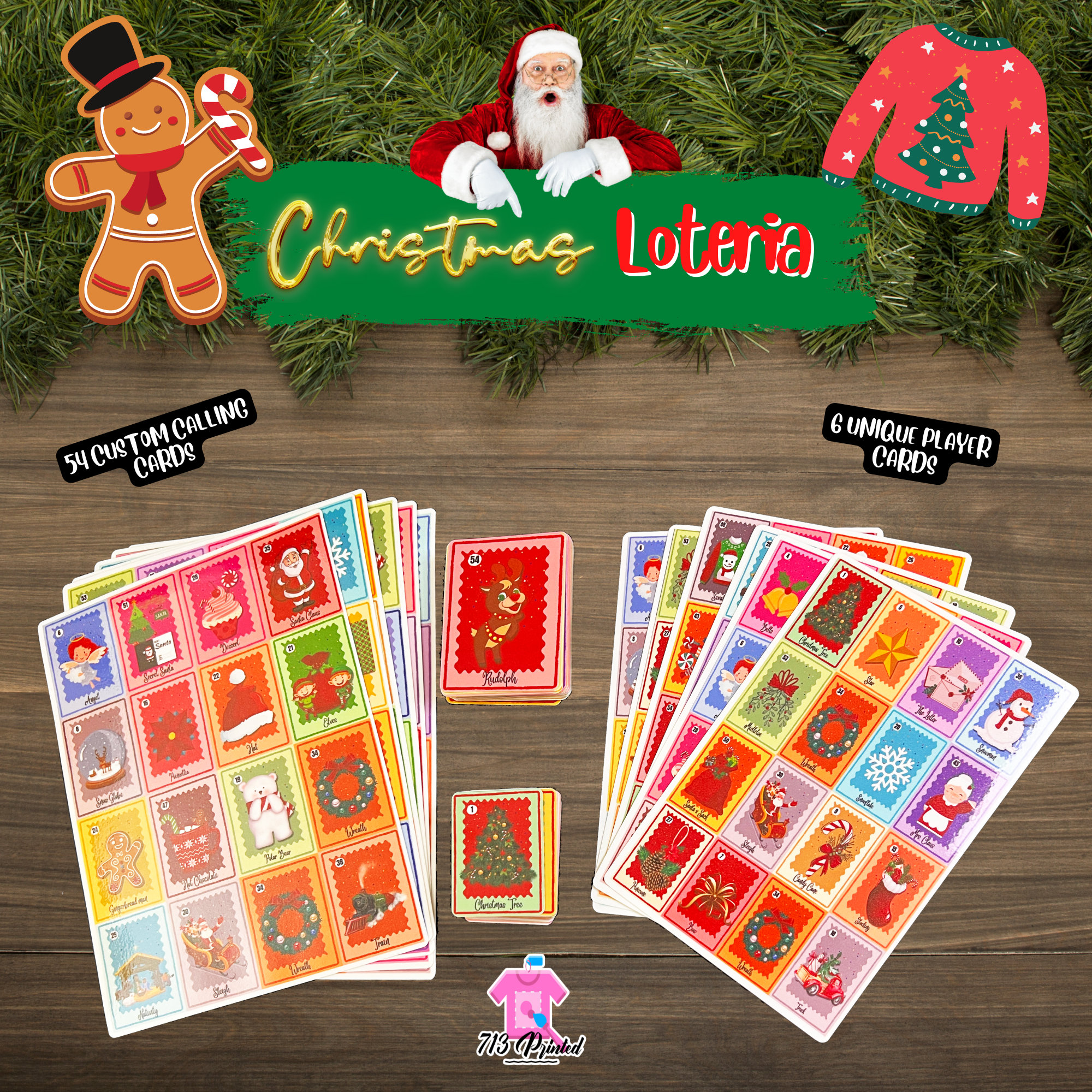 Christmas Games Loteria 54 Board Games Christmas Games Etsy