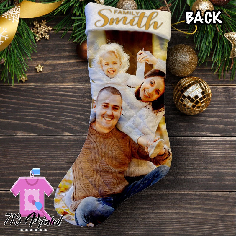 Personalized Photo Name Christmas Stockings Custom Stockings Family Stockings  Stockings Christmas Stockings  Stocking
