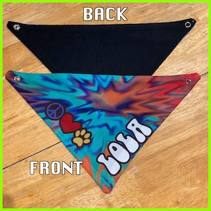 Dog  Bandana Custom Name  Tie-Dye Design With Button 8 colors