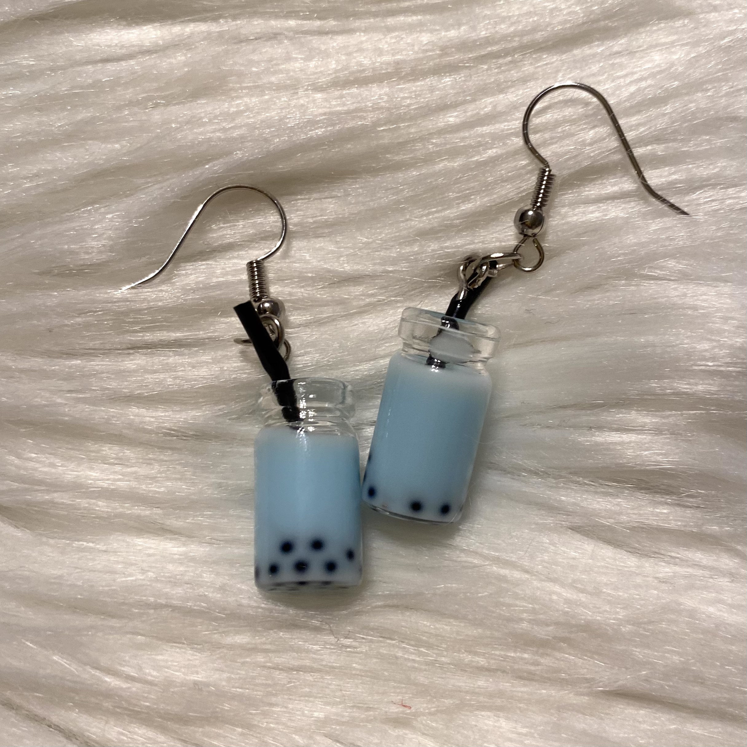 Different color boba silver dangle earrings Etsy