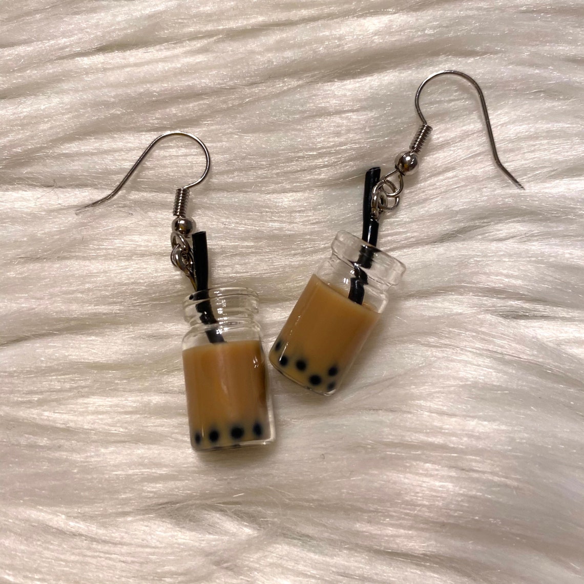 Different color boba silver dangle earrings Etsy
