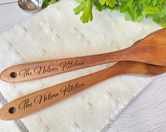 Engraved Wooden Spoon & Turner Set | Personalized Wood Spoon | Custom Wood Spoons with Engraved Handles