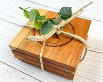 Personalized Engraved Wood Coasters | Custom Coasters | Personalized Housewarming Gift | Wedding Gift