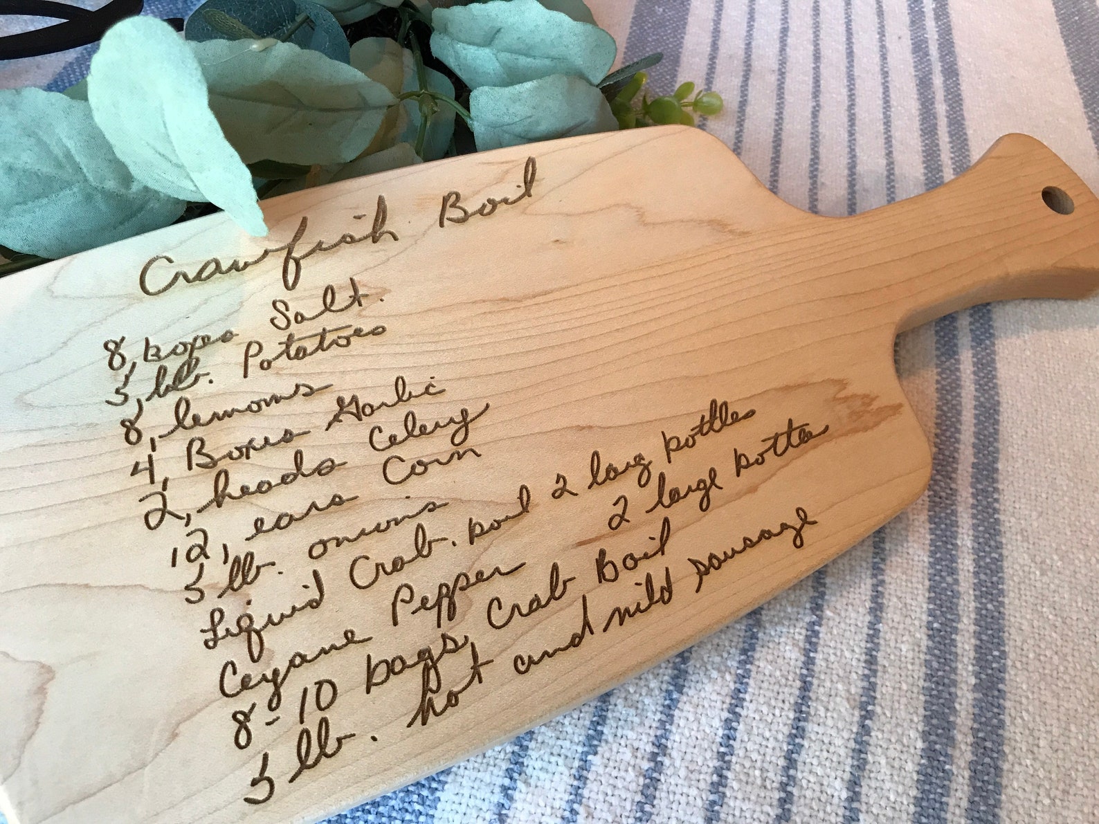 Handwritten Recipe Engraved on Cutting Board Personalized Etsy