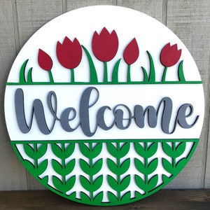 Tulip Flowers Spring Door Hanger | Spring Wood Wreath | Spring & Easter Decor | Custom Colors