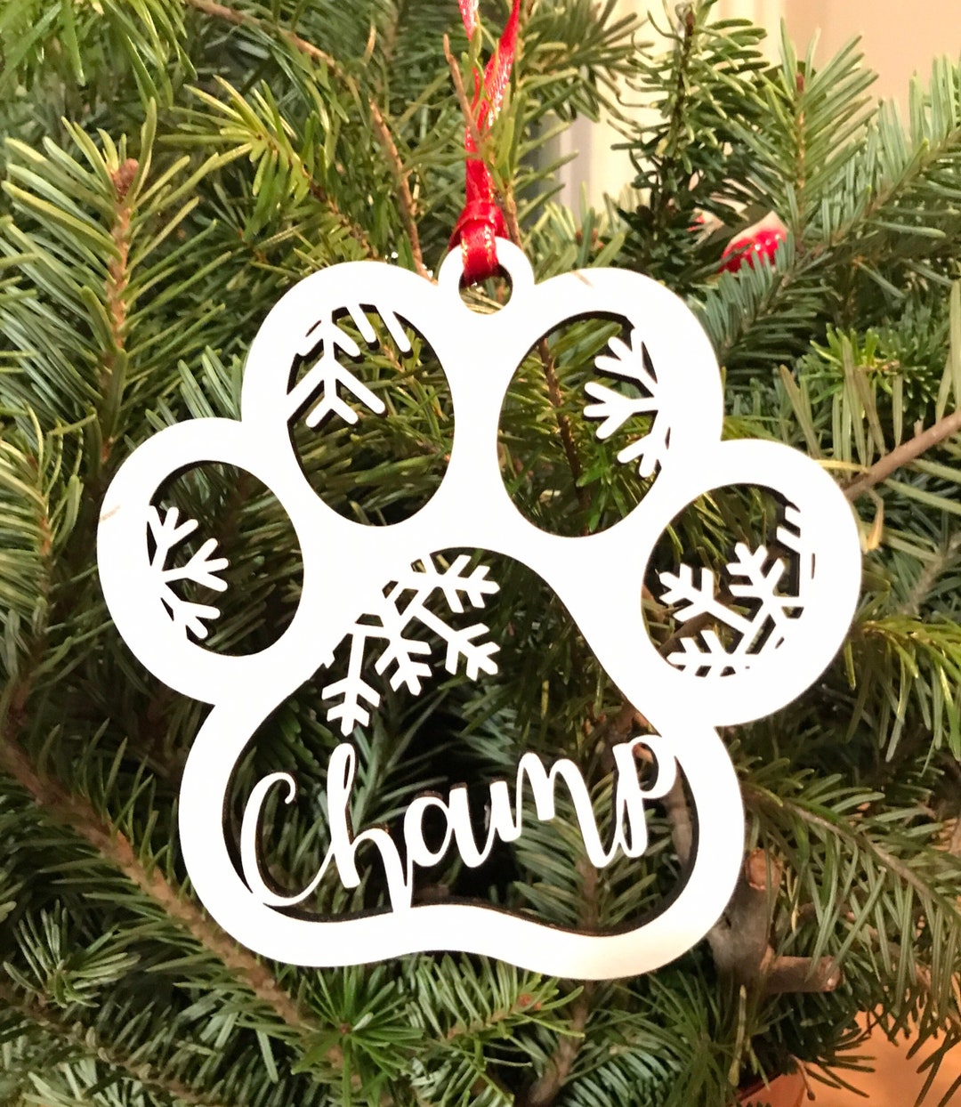 Custom Dog Paw Christmas Ornament