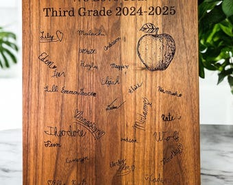 End of Year Teacher Gift, Engraved Student Signature Sign or Plaque, Personalized Teacher Appreciation Gift, Teacher Retirement Gift