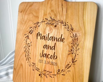 Personalized Cutting Board Engraved with Family or Couple Name (various designs available)