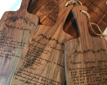 Handwritten Recipe Engraved on Cutting Board, Actual Handwriting from Your Recipe Engraved on Cutting Board