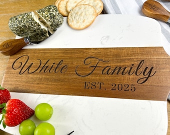 Personalized Marble Wood Charcuterie Board Set | Engraved Cutting Board, Cheese Knives