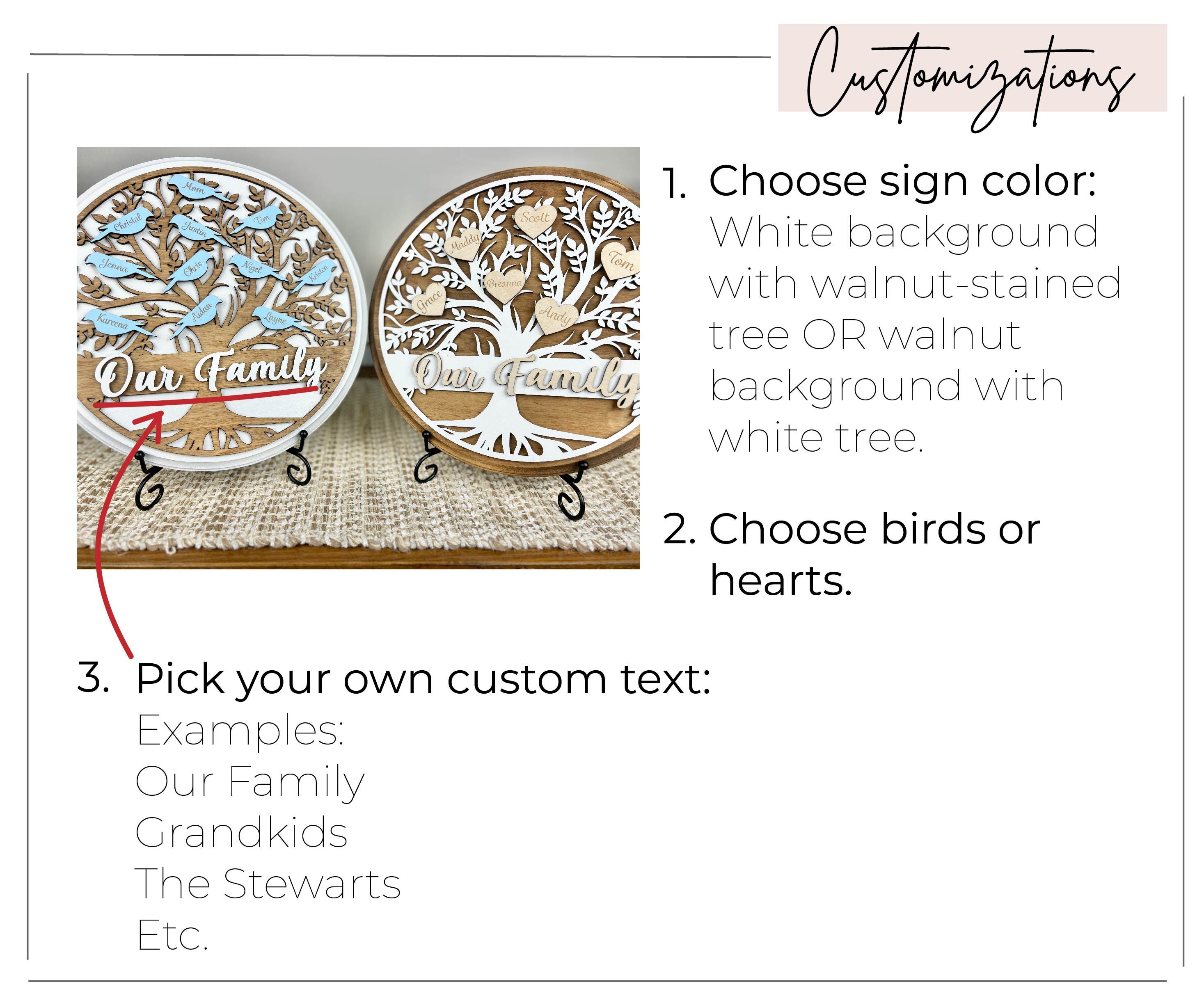 Personalized Family Tree Wood Sign - Custom Mother's Day Gift or ...