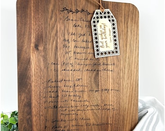 Add-On Items for Engraved Cutting Boards: Display Stand, Premium Gift Tag, & Engraving on Back of Board