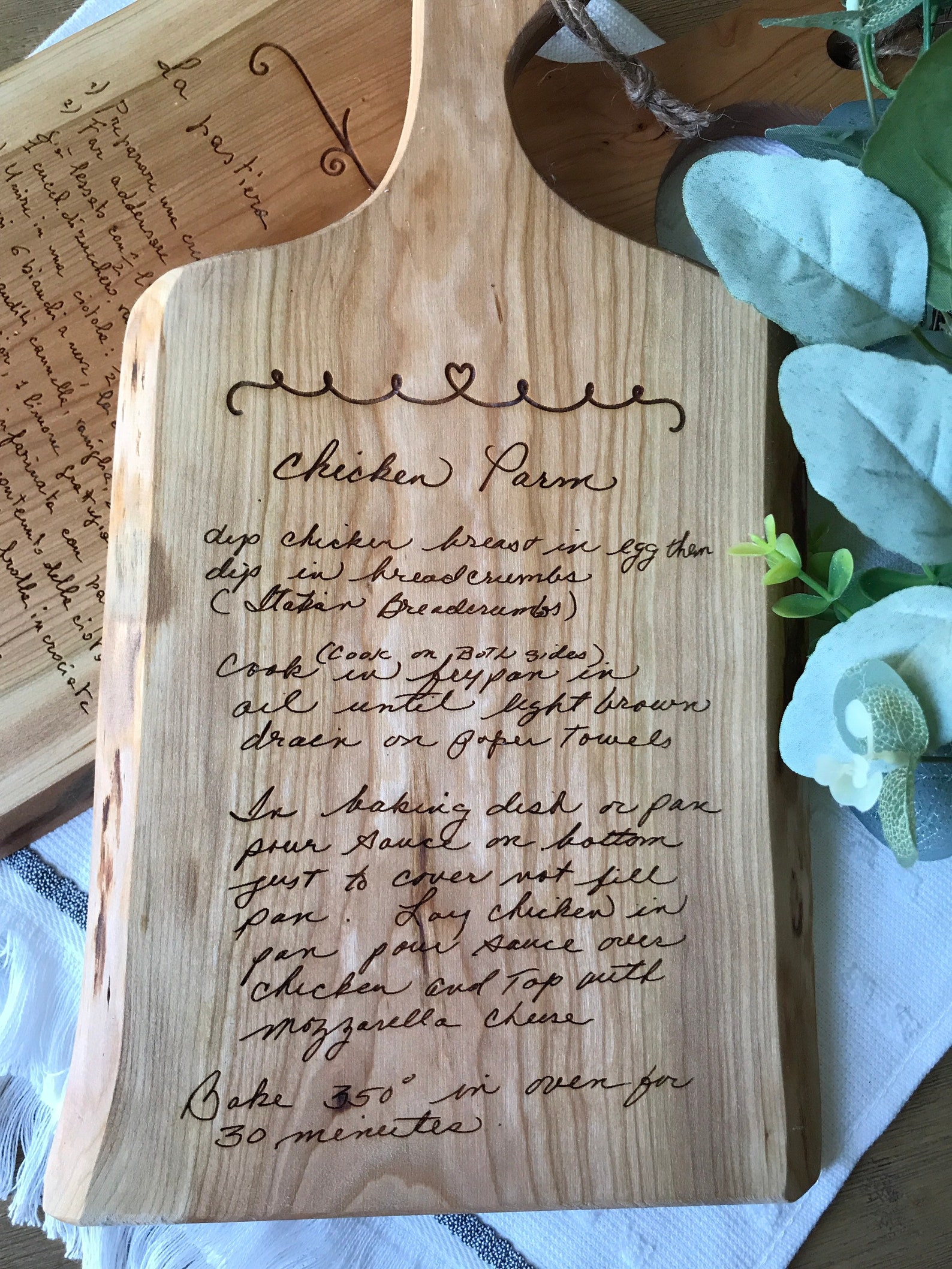 Handwritten Recipe Engraved on Cutting Board Personalized Etsy