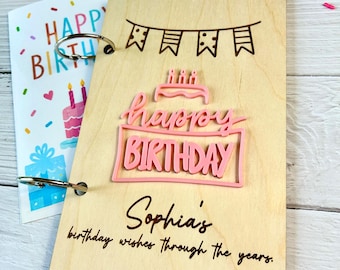 Personalized Birthday Card Keeper, Wooden Birthday Card Holder