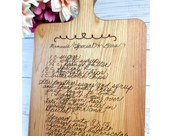 Handwritten Recipe Cutting Board, Personalized Mother's Day Gift for Grandma, Engraved Recipe Cutting Board Gift for Mom