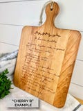 Engraved Recipe Cutting Board | Handwritten Recipe Cutting Board | Custom Cutting Board with Handwriting from Your Recipe