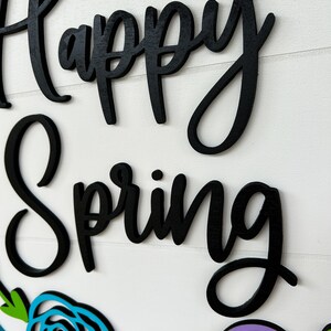 Happy Spring Sign Cute Happy Spring Wood Door Hanger | Spring Wood Wreath | Happy Spring Sign ...