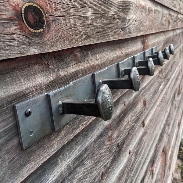 Coat Rack Wall Mount, Industrial Farmhouse Decor, Railroad Spike Coat Rack, Wall Mounted Metal Coat Rack, Rustic Wall Mount Coat Rack