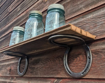 Horseshoe Shelf Bracket, Industrial Farmhouse Decor, Wall Mount Shelf Bracket, Rustic Country Farmhouse, Rustic Book Ends, Western Gift