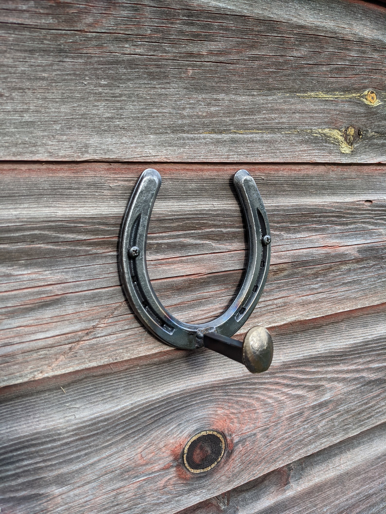 Rustic Wall Mount Railroad Spike Horseshoe Hook, Industrial Farmhouse Decor, Industrial Farmhouse Coat Rack, Coat Hook, Tack Hanger Hook