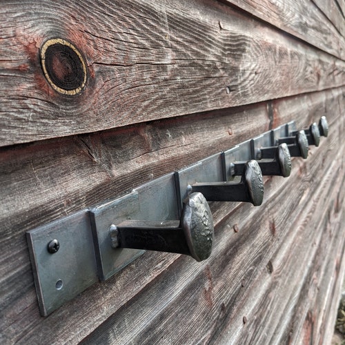 Coat Rack Wall Mount, Industrial Farmhouse Decor, Railroad Spike Coat Rack, Wall Mounted Metal Coat Rack, Rustic Wall Mount Coat Rack