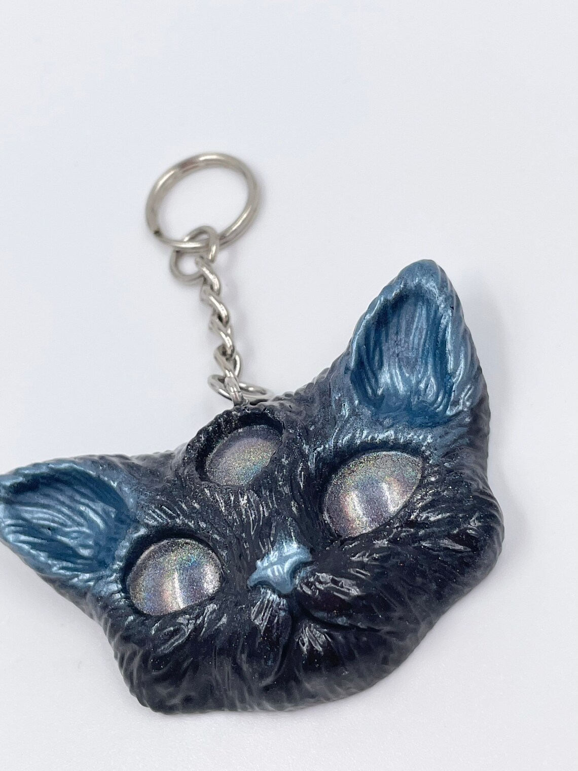 Third Eye Cat Keychain Cat Keychain Black Cat Trippy Cat Etsy