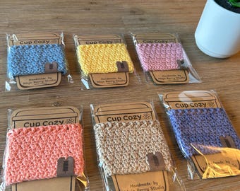 Handmade Cotton Mug Cozy | Crochet Coffee Cup Sleeve | Reusable Mug Warmer | Eco-Friendly Drink Sleeve | Gift for Coffee Lovers