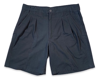 Vintage Black Pleated Classic Fit Shorts Mens Size 36, 90s New Old