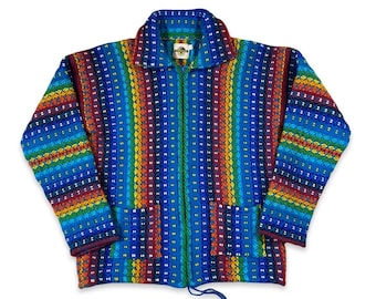 Vintage 90s Full Zip Rainbow Knit Jacket