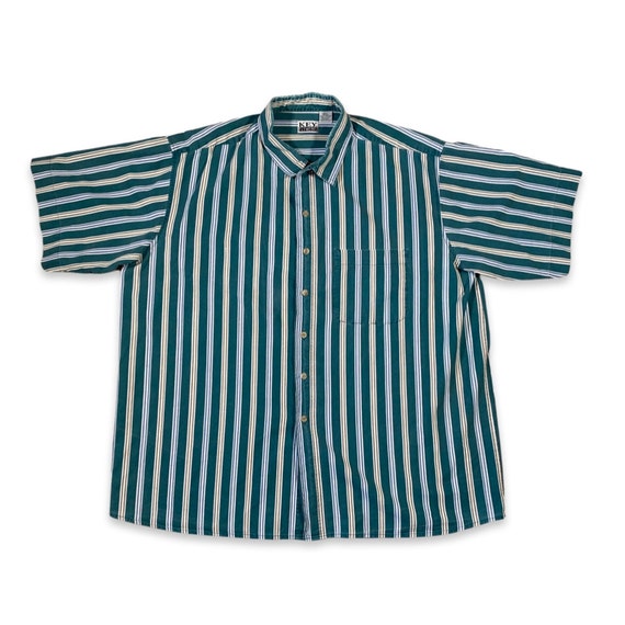 1990s Striped Short Sleeve Button Down - image 1