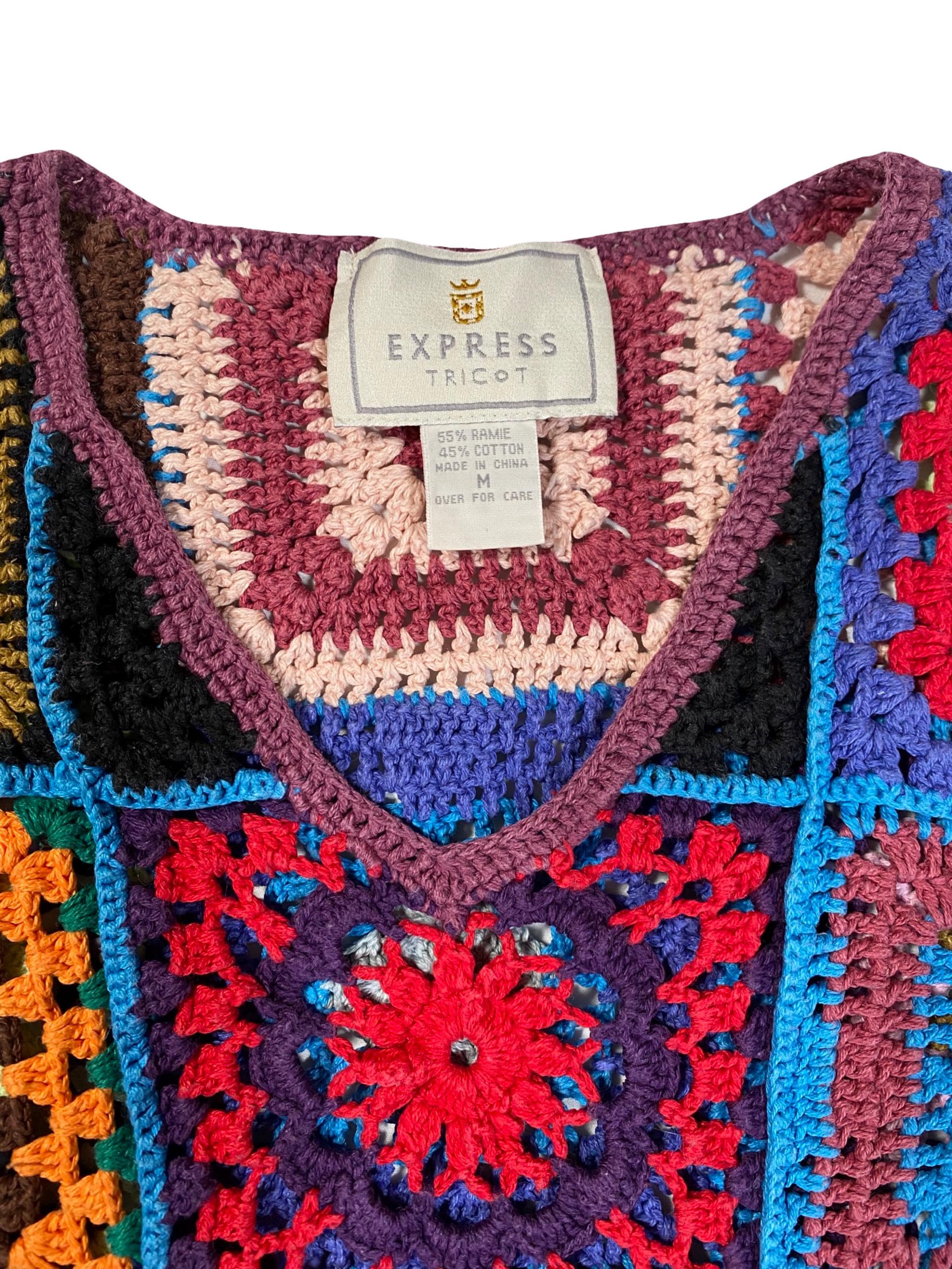 Vintage 90s Express Tricot Crochet Sweater - Etsy
