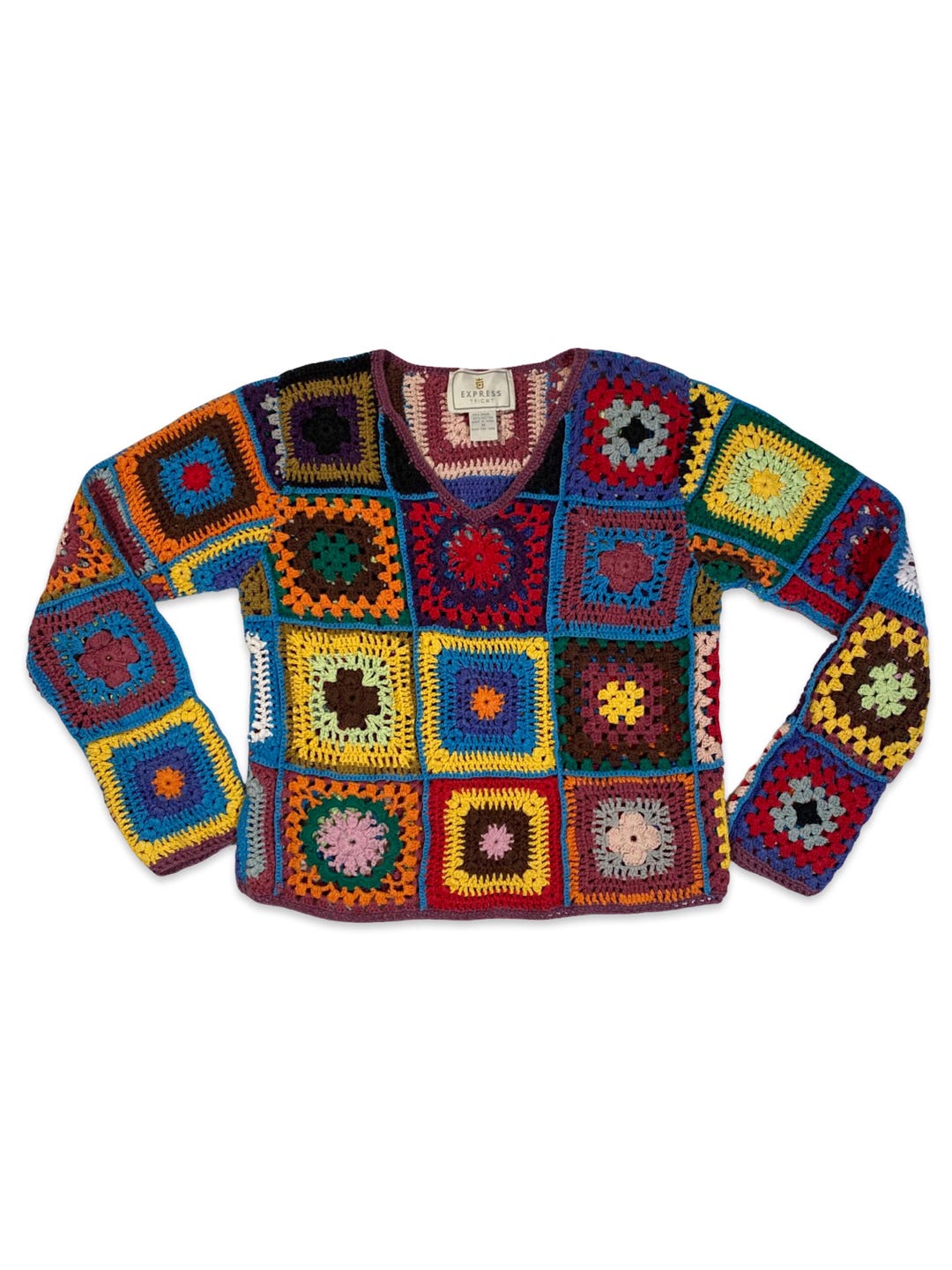 Vintage 90s Express Tricot Crochet Sweater - Etsy