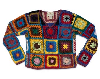 Vintage 90s Express Tricot Crochet Sweater - Etsy