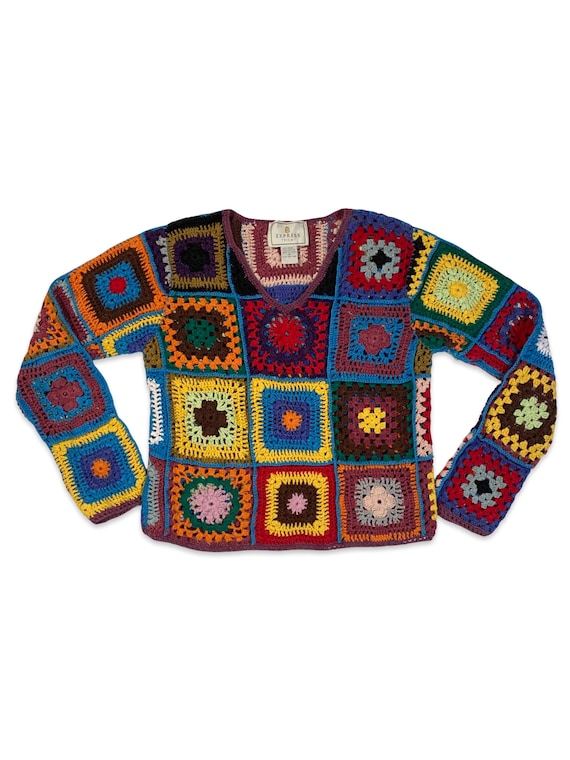 Vintage 90s Express Tricot Crochet Sweater - Etsy