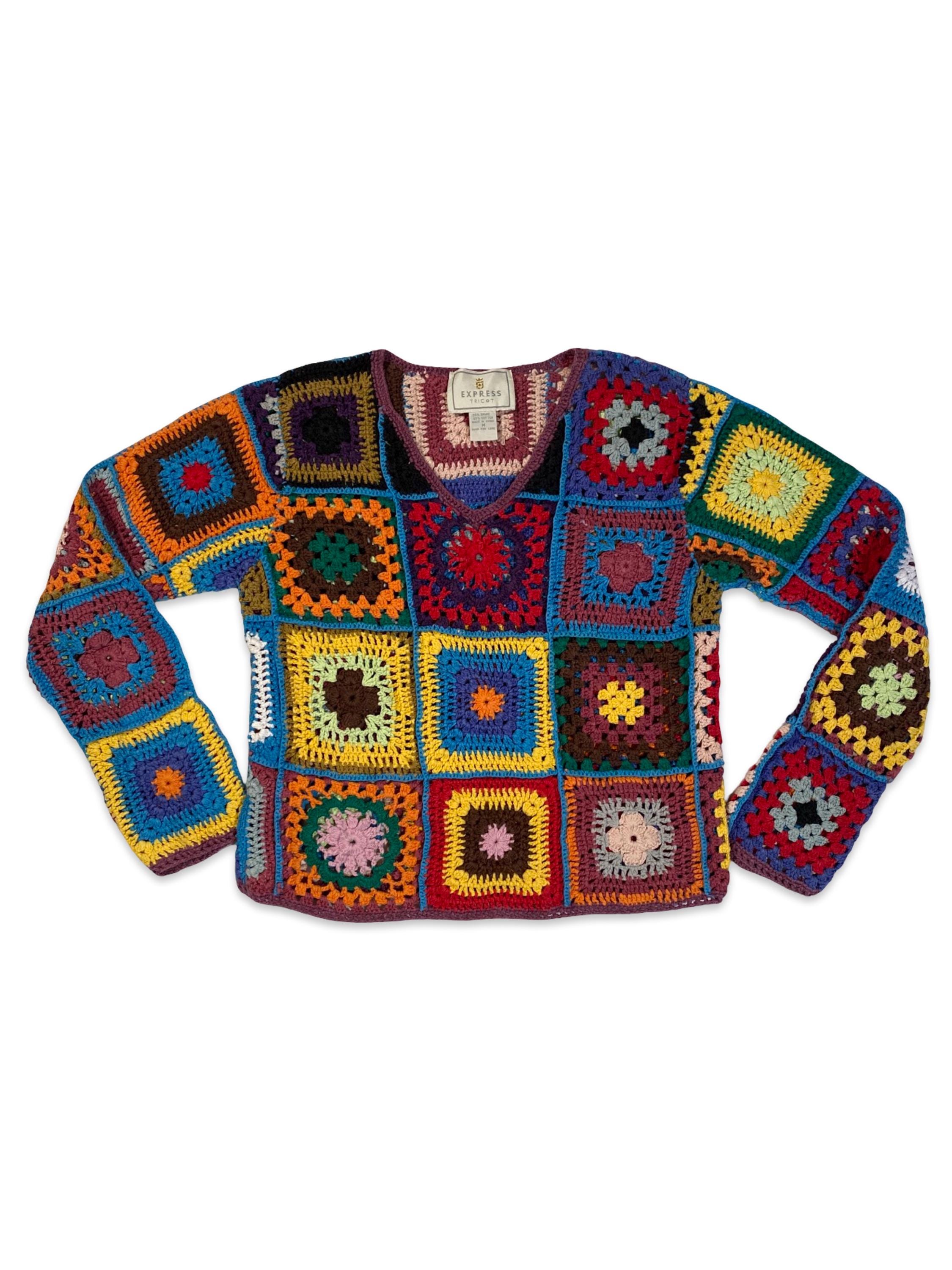 Vintage 90s Express Tricot Crochet Sweater - Etsy