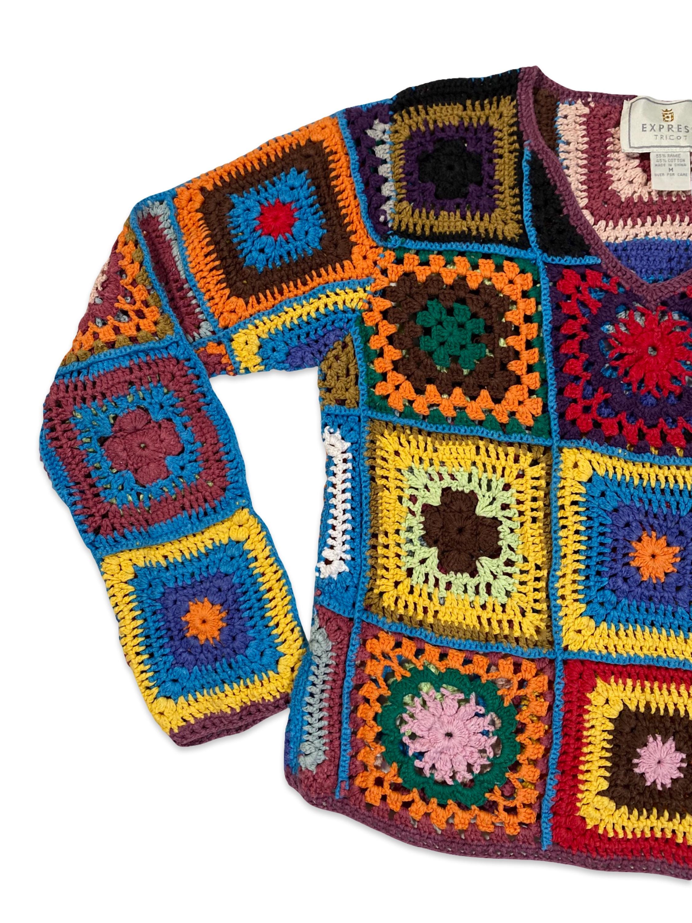 Vintage 90s Express Tricot Crochet Sweater - Etsy