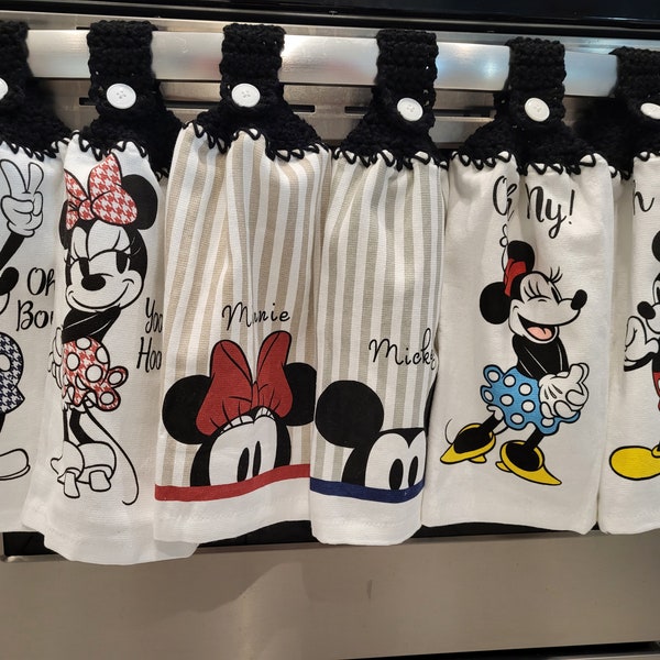 Mickey and Minnie hanging kitchen hand towels New