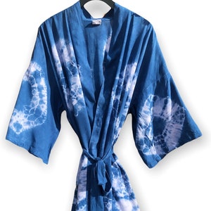 ENSO Tie Dyed Kimono Robe | Tocayo Tie Dye Belted Spa Bathrobe Loungewear | Zen Circles Shibori