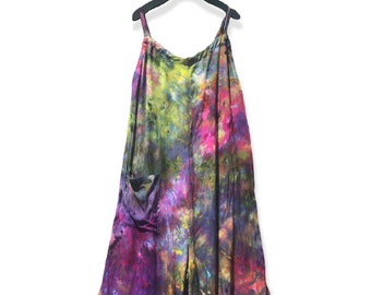 COSMOS Ice Tie Dyed oversized jumpsuit, maat Small | Rainbow Galaxy zomerromper