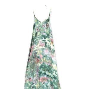 FERN Ice Dyed Maxi Dress XS - 2XL | Tocayo Hand Tie Dyed Sun Dress | Green Slip Dress Summer Beach