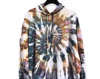 Ice Tie Dyed Oversized Hooded T-Shirt Size Medium | Spiral Hoodie