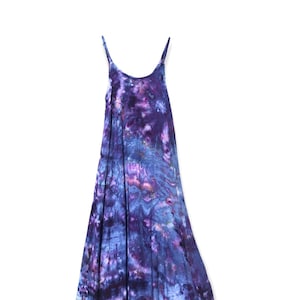 LUNA Ice Dyed Maxi Dress XS - 2XL | Tocayo | Dark Blue Tie Dye Slip Dress Lightweight Summer Beach